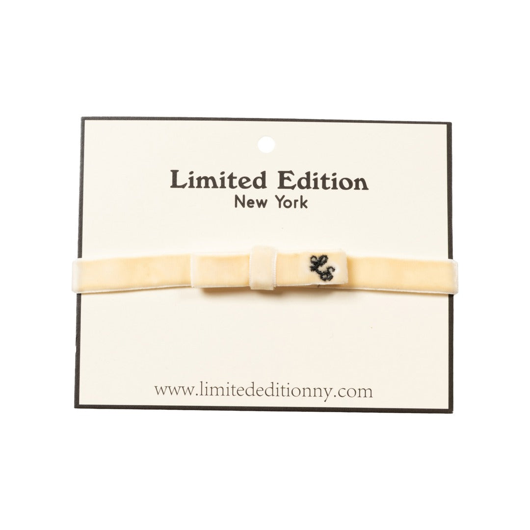 Two Tone Velvet Baby Band - Ivory
