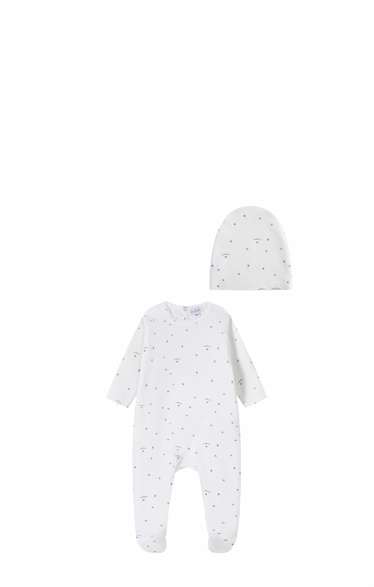 Logo And Star Print Footie/Hat - Blue