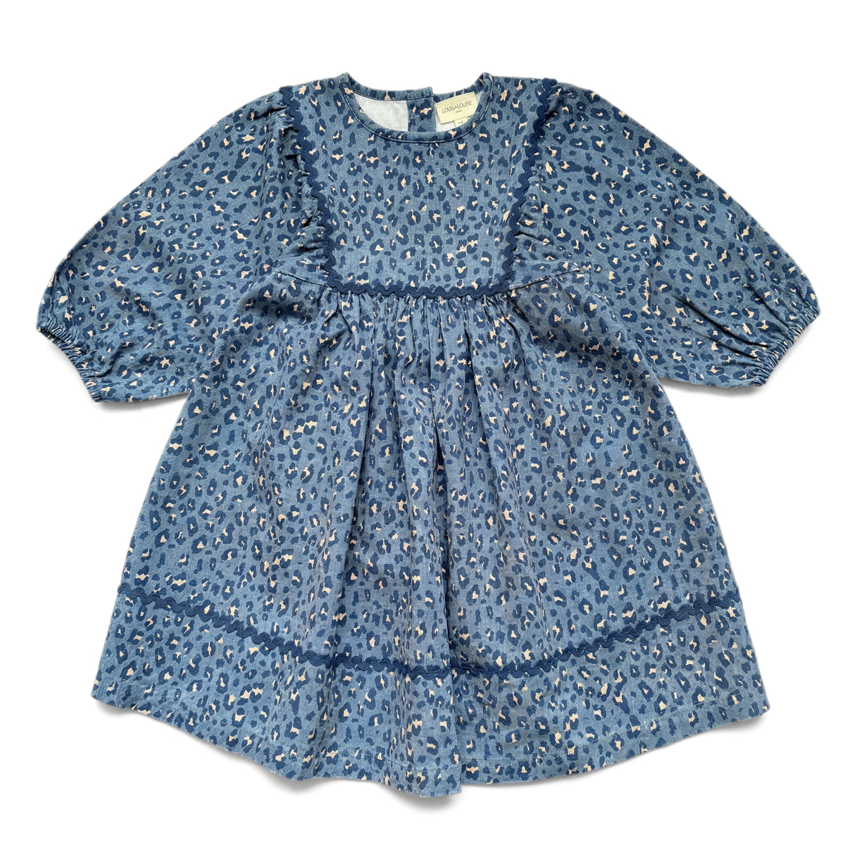 Maha Light Denim Leopard Dress - Blue