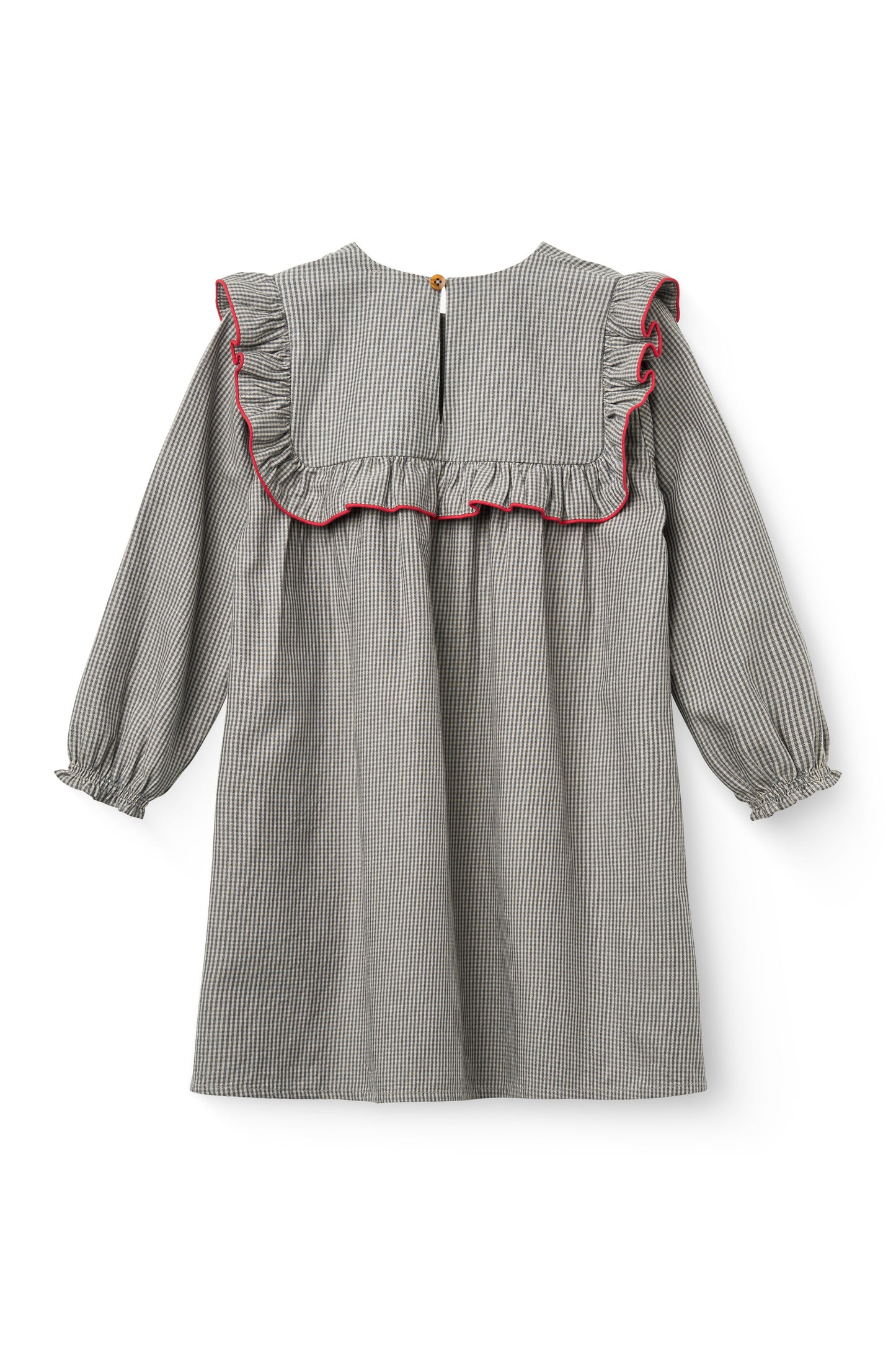 Checkered Dress W. Ruffle - Grey