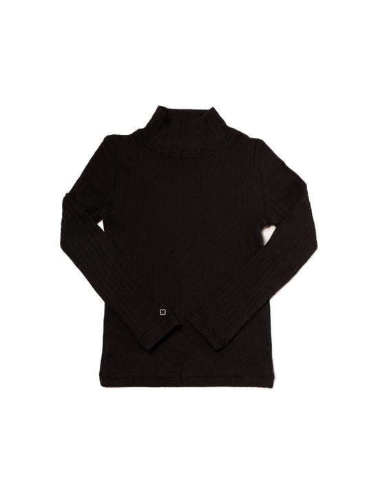 Pointelle Turtleneck - Black