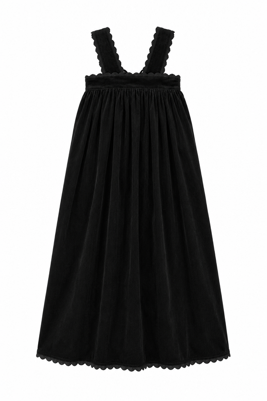 Maxi Robe With Ric Rac Trim - Black