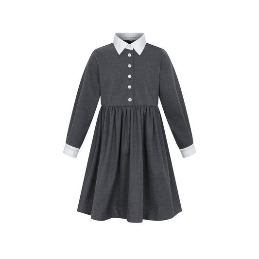White Collared Dress - Grey