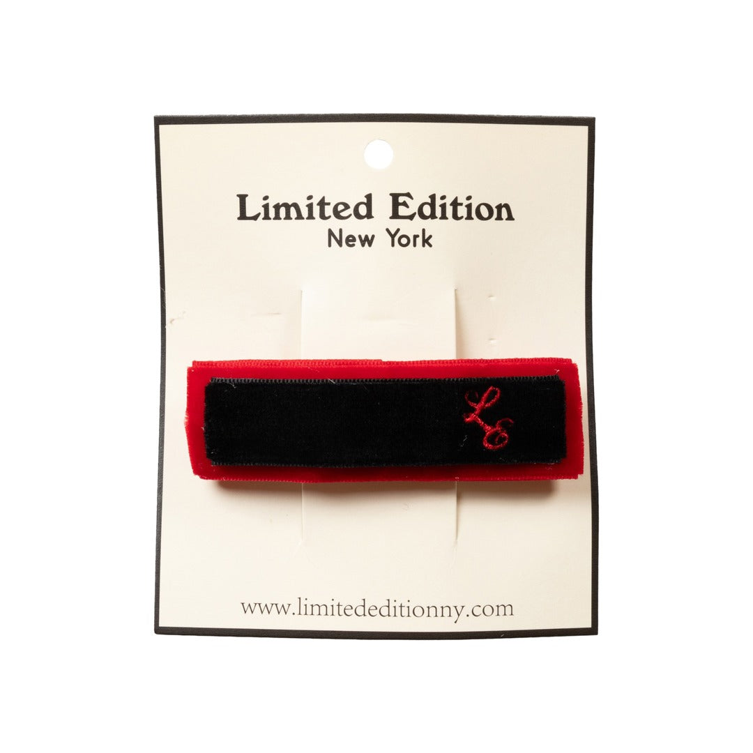 Two Tone Velvet Barrette - Black and Red