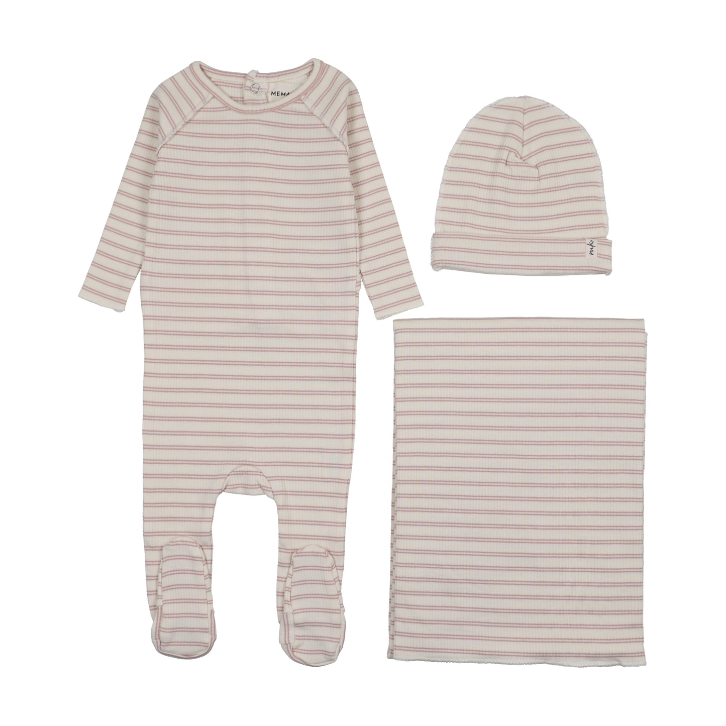 Rib Stripe Footie 3PC Set