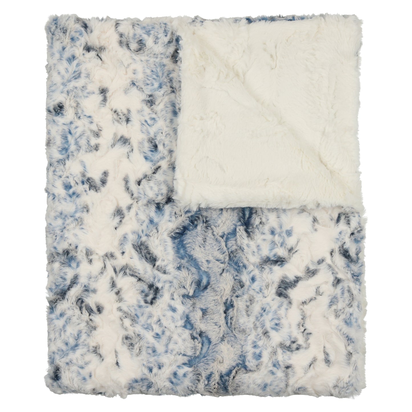 Peluche Speckled Fur Blanket - Blue and Natural
