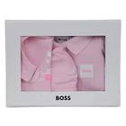 Hugo Boss Girls Footie Hat and Bib In Gift Box J53060