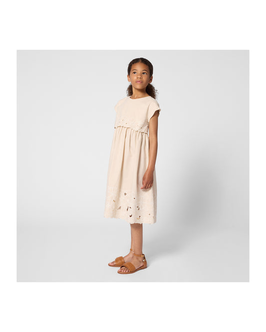 Chloe Mid-Lengh Dress Openwork Floral Embroideries C20810