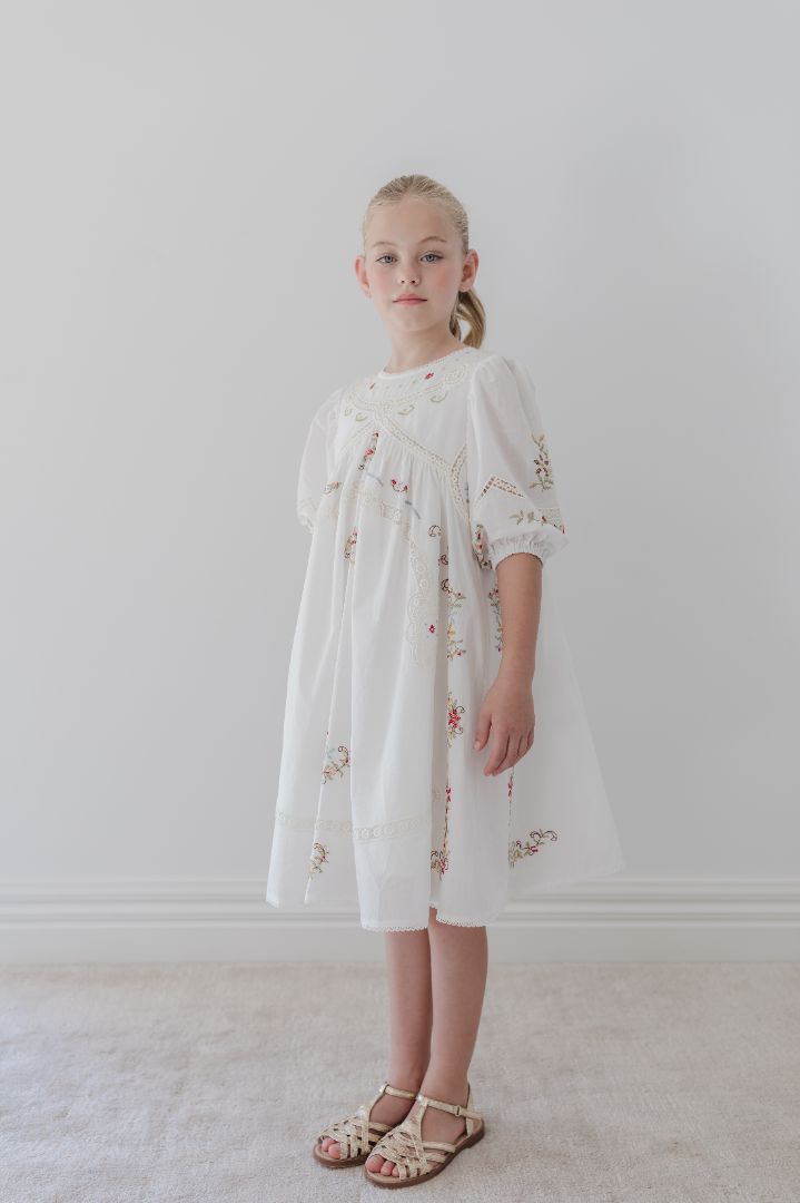 Petit Amalie Cross Stitch Elbow Sleeve Dress