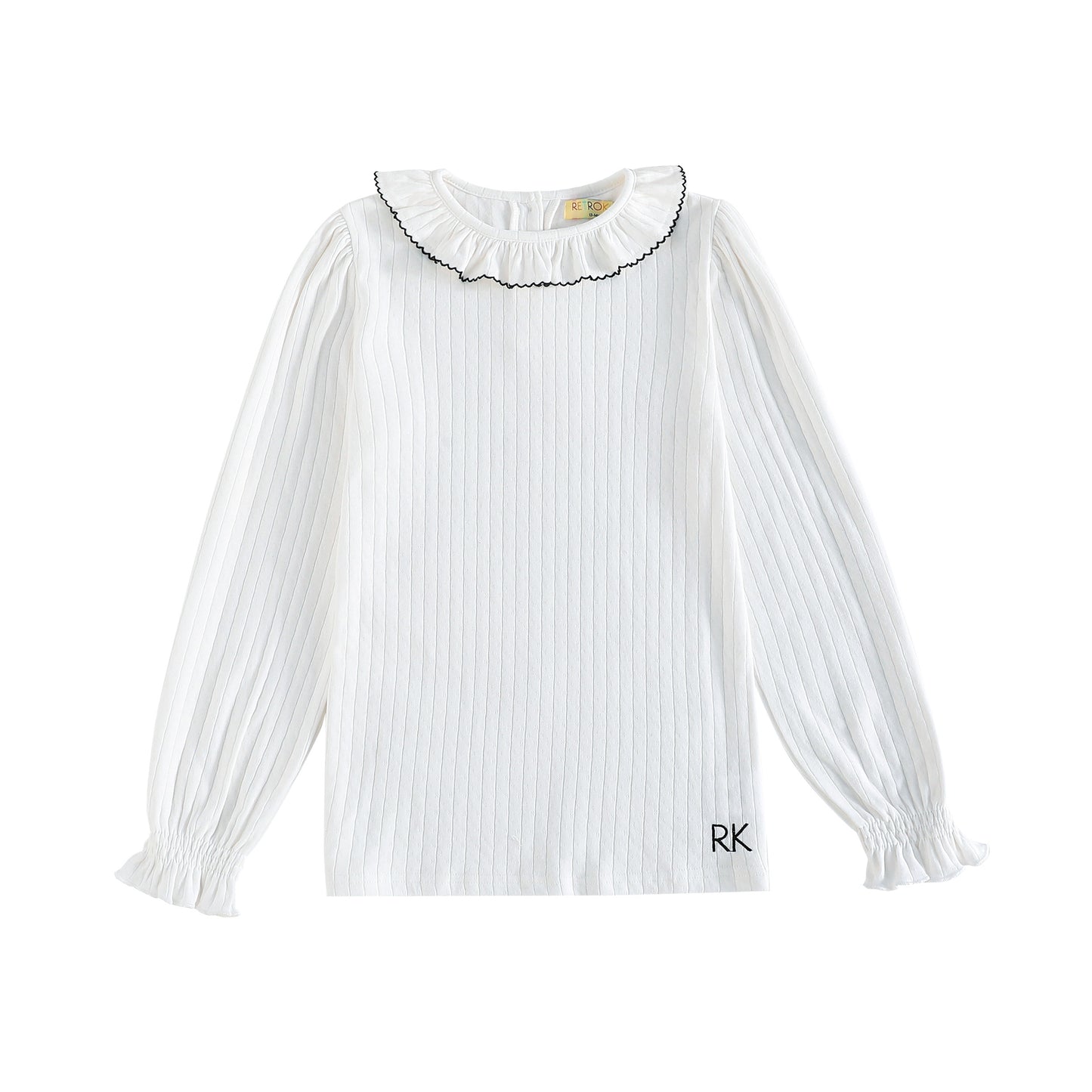 RetroKid Emery Pointelle Collared Tshirt Long Sleeve