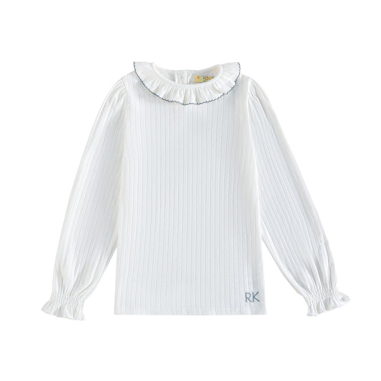RetroKid Emery Pointelle Collared Tshirt Long Sleeve