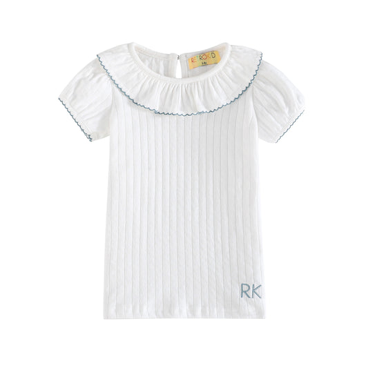 RetroKid Emery Pointelle Collared Tshirt Short Sleeve