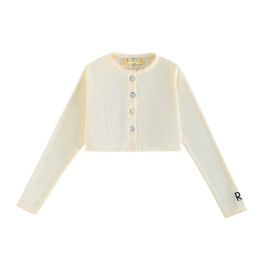 RetroKid Emery Ribbed Cropped Cardigan