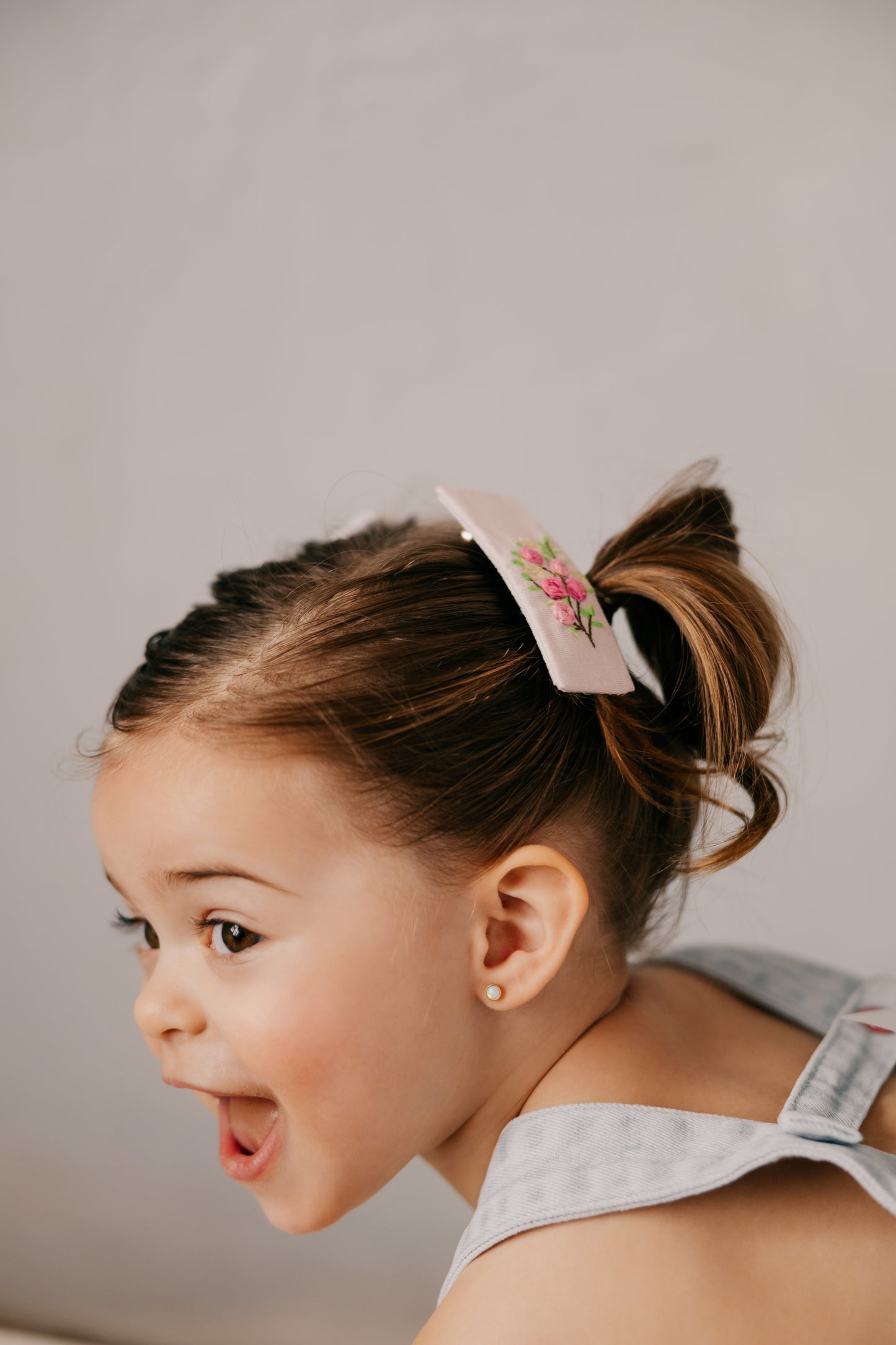 Floral Embroidered Hair Clip