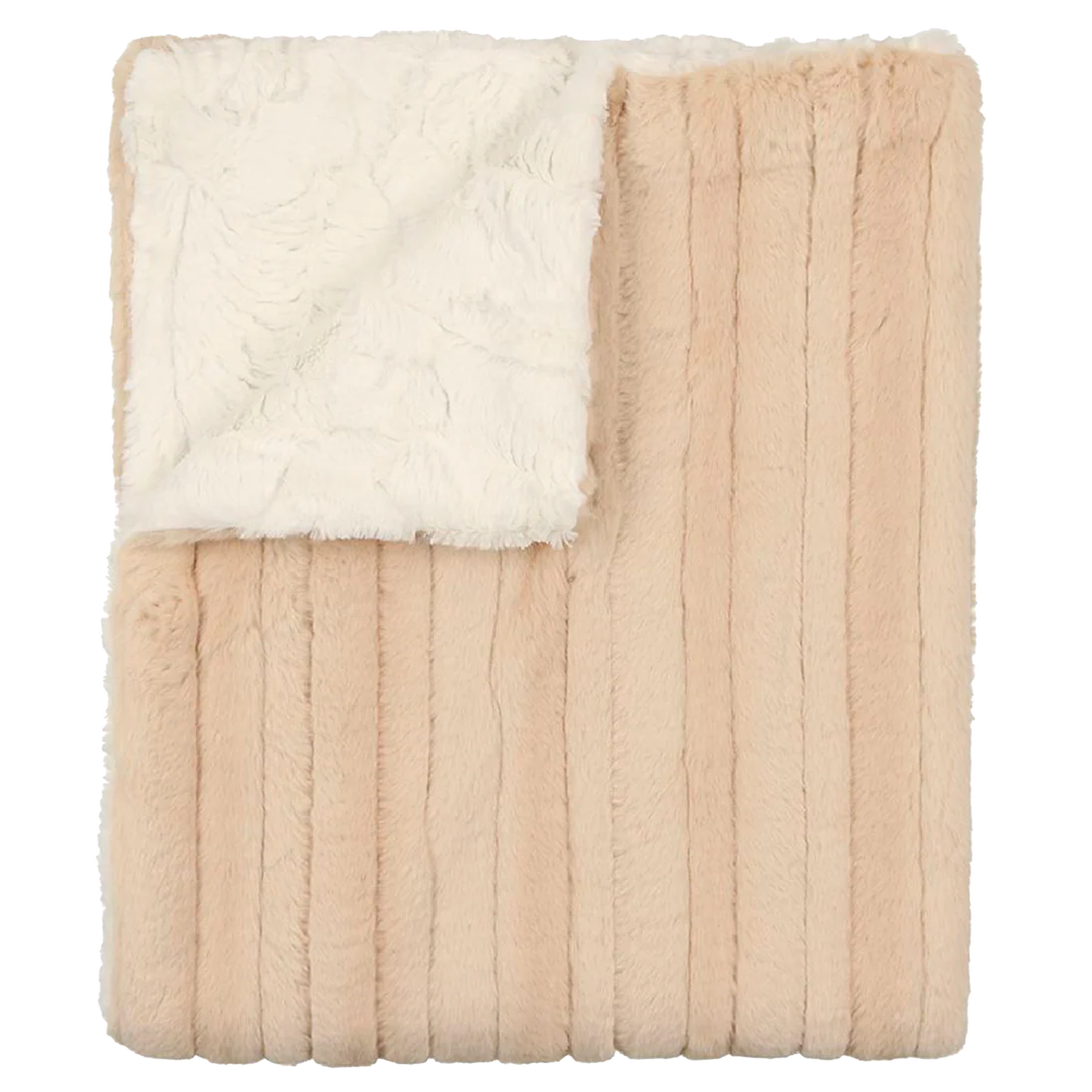 Peluche Panel Fur Blanket - Latte