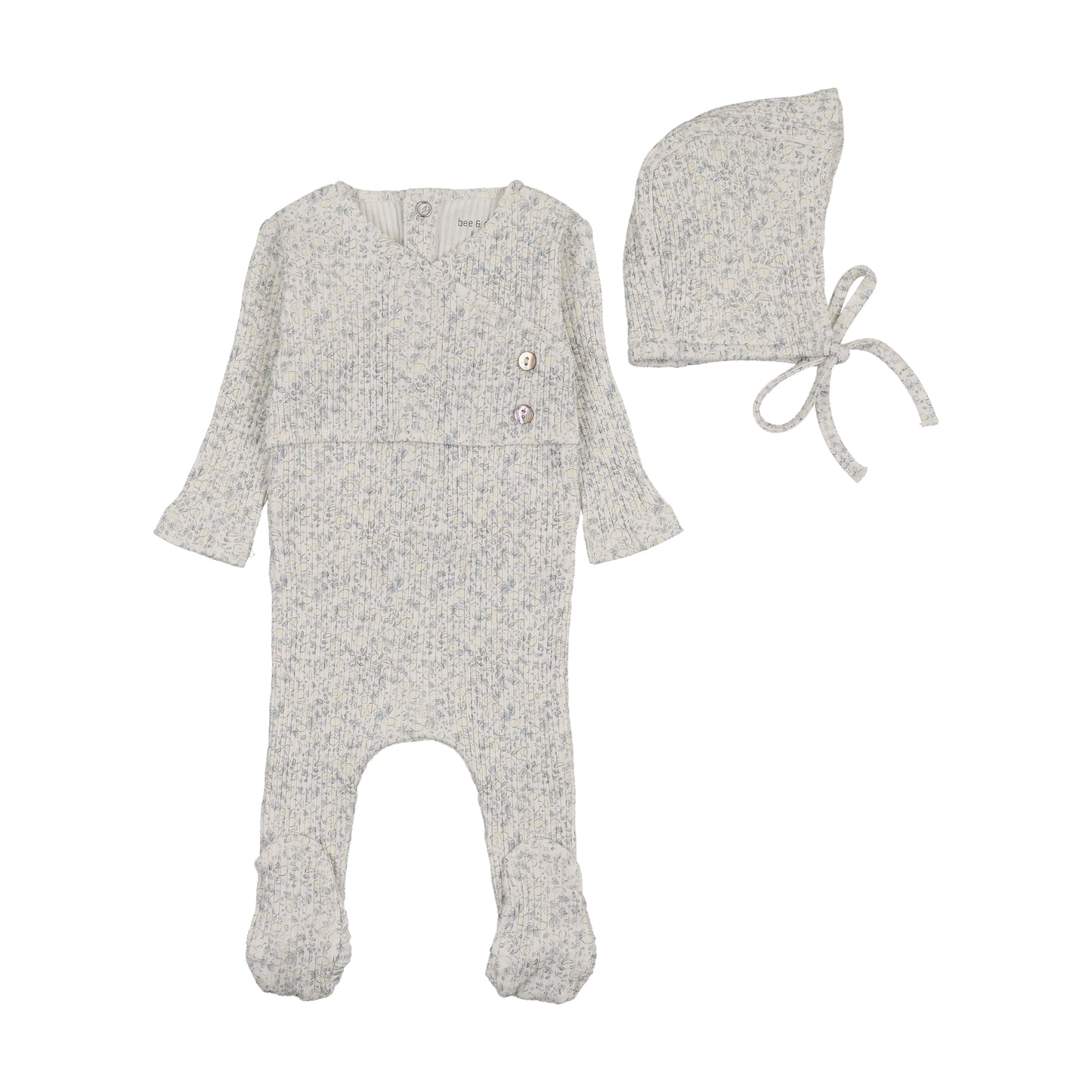 B&D Lemon Print Footie & Bonnet