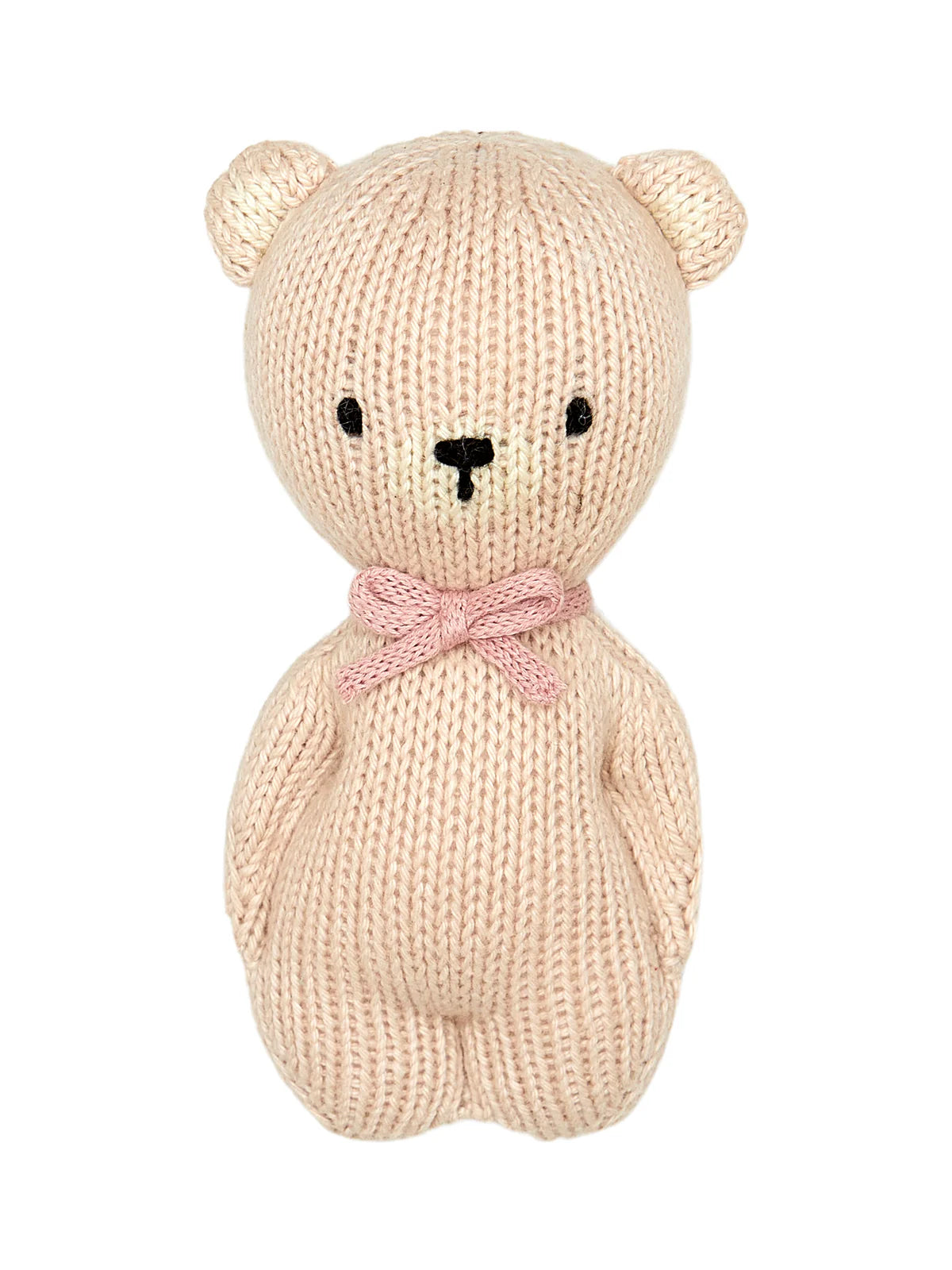 Tuntun bear knit rattle 5.5" Light pink & dusty rose
