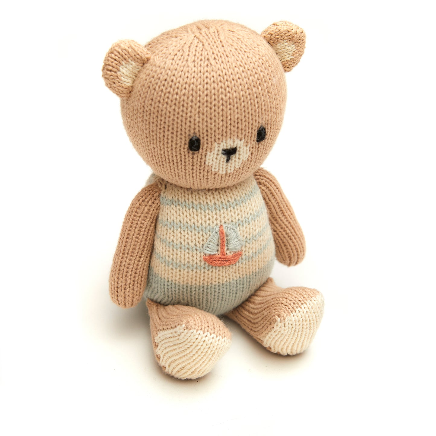 Tun Tun Baby Bear with Sailboat 8.5" - Light Blue & Natural