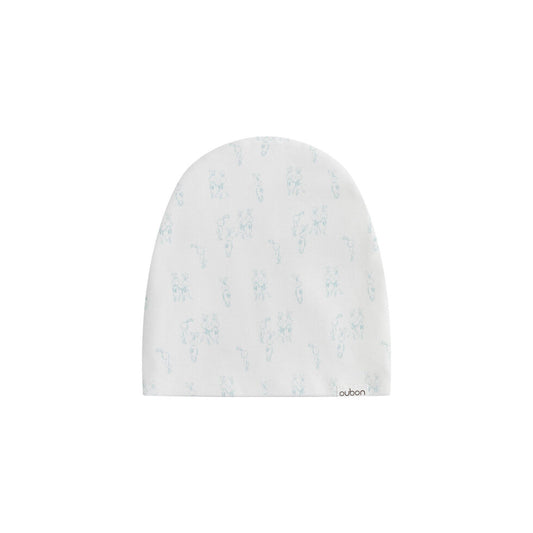 Allover Bunny Print White Ground Blue Footie & Hat
