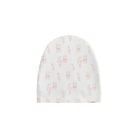 Allover Bunny Print White Ground Girl Footie & Hat