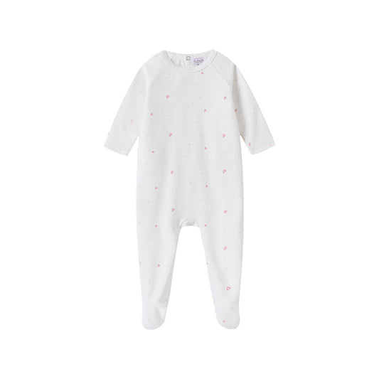 Outlined Heart Print Footie & Hat Set