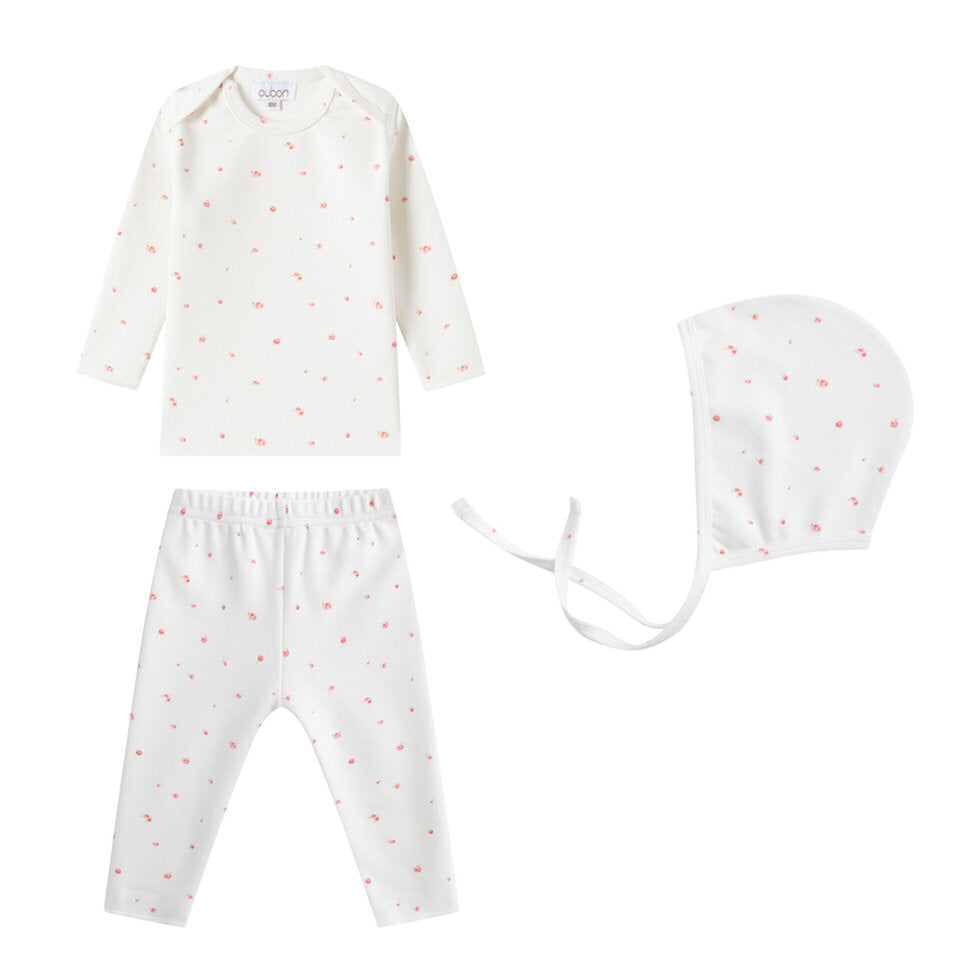 Rose Pink Floral 2 PC & Bonnet