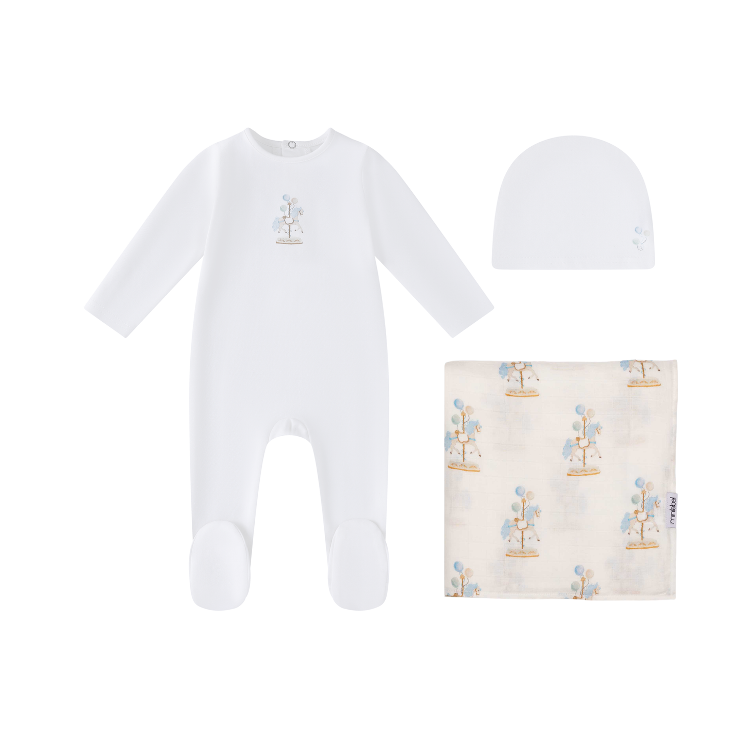 Mini Label Water Print Carousel Set- White