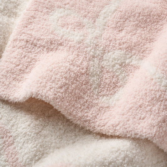 Bows Feather Knit Baby Blanket - Pink