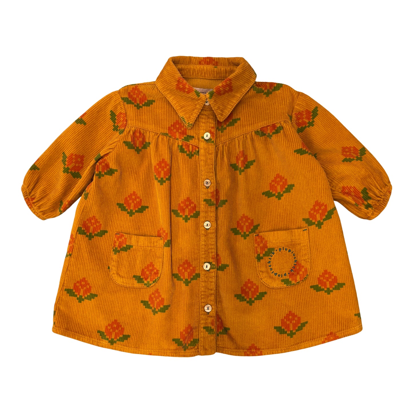 Short Dress (MN2603M) - Camel W/ Flowers