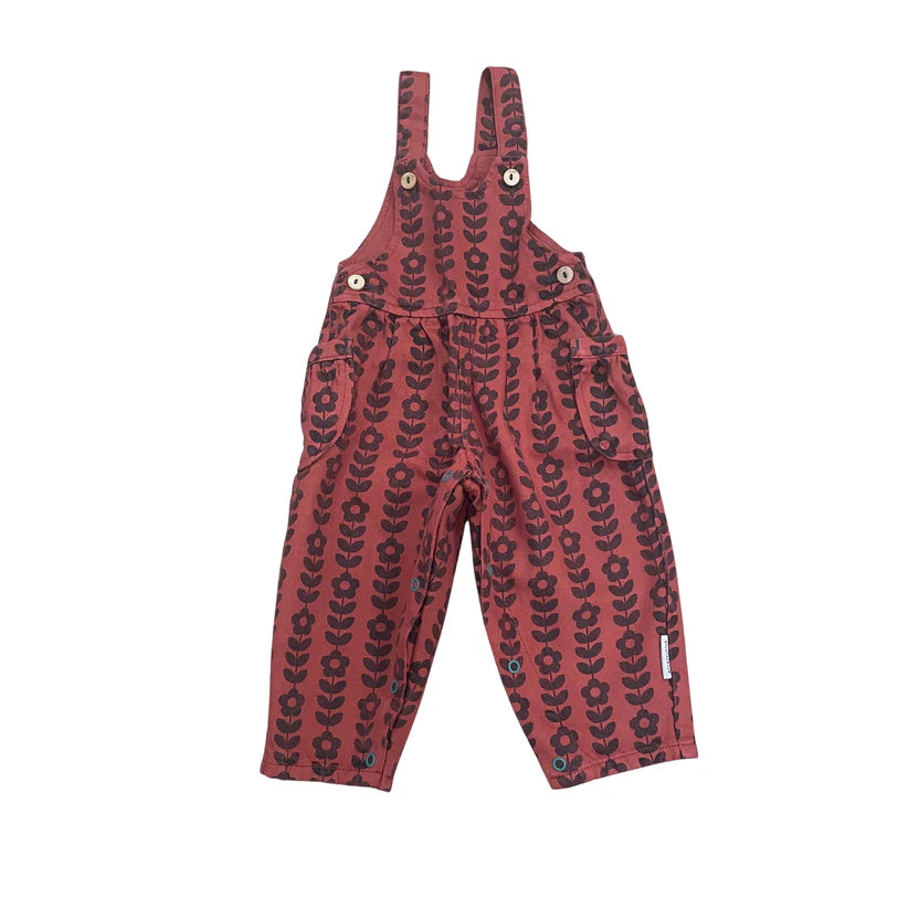 Dungarees (BM2606P) - Bordeaux W/ Black Flowers