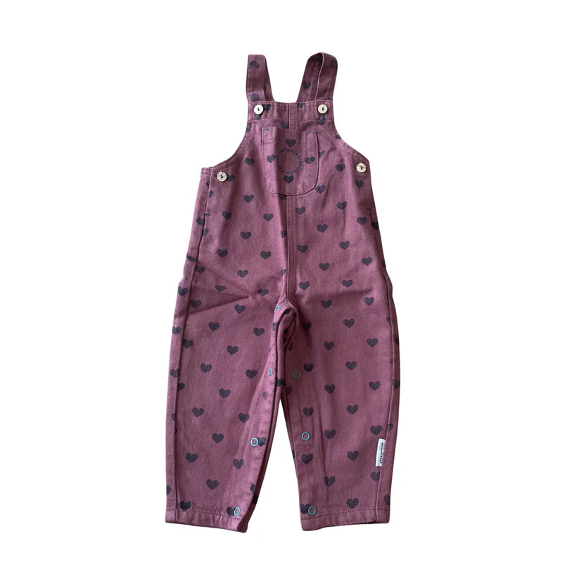 Dungarees (BM2608P) - Pink W/ Black Hearts