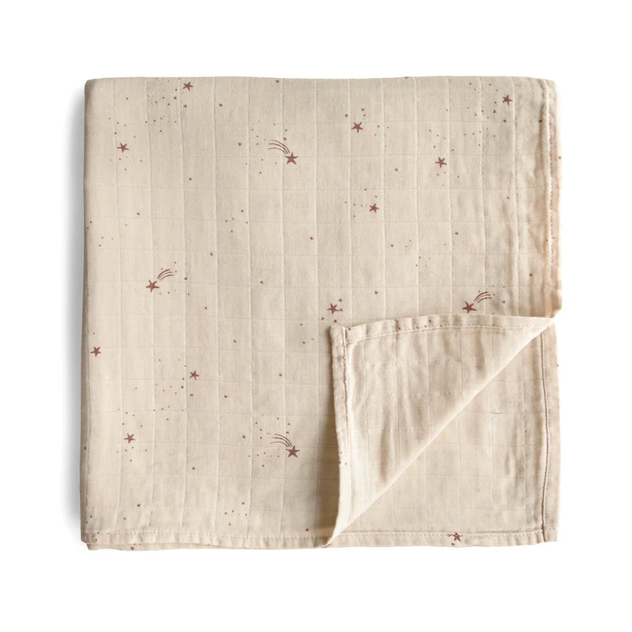 Organic Cotton Muslin Swaddle Blanket - Falling Stars