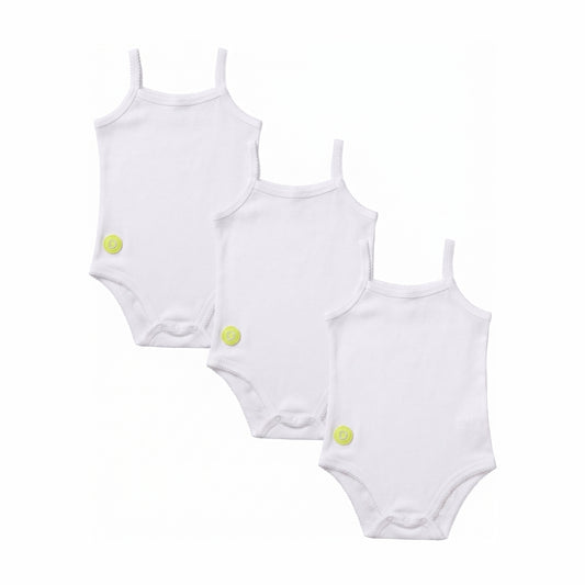 Dott Baby Girl Sleeveless 3pc White Onesie Set