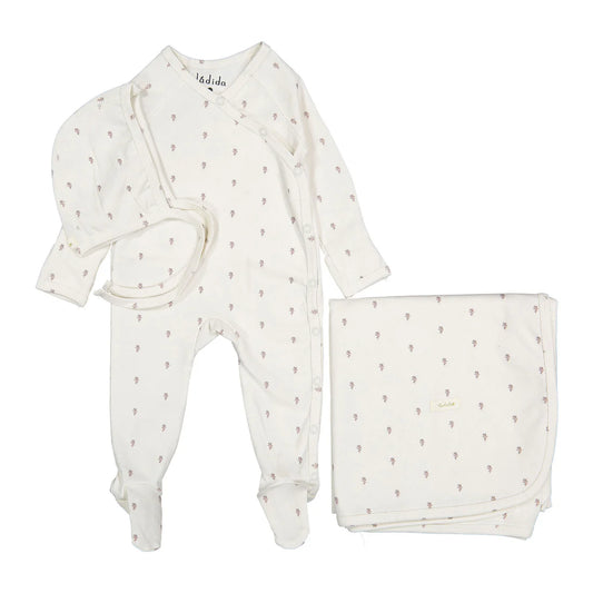 Tiny Rose Romper Bonnet & Blanket Set