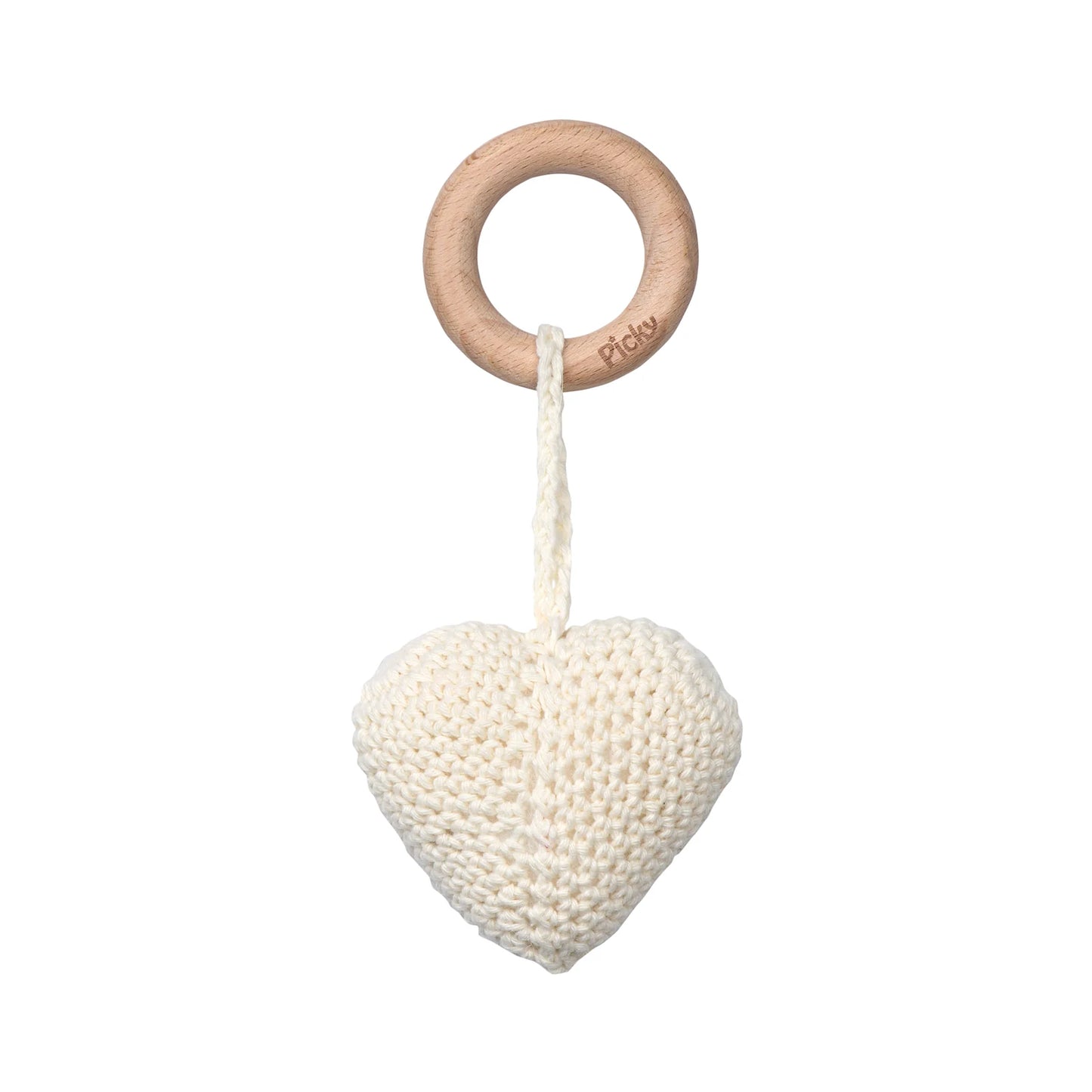 Heart Rattle Teether - Off White