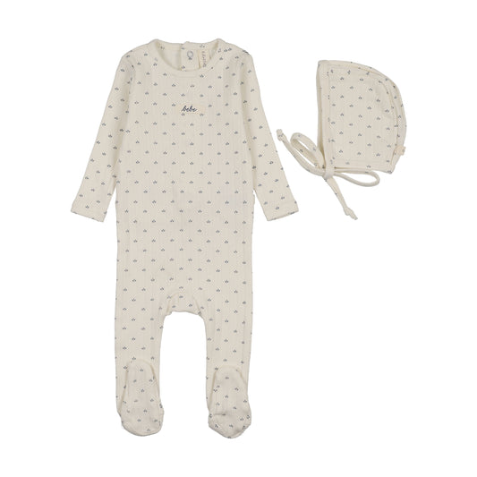 Lillete Floret Print Footie & Hat Set