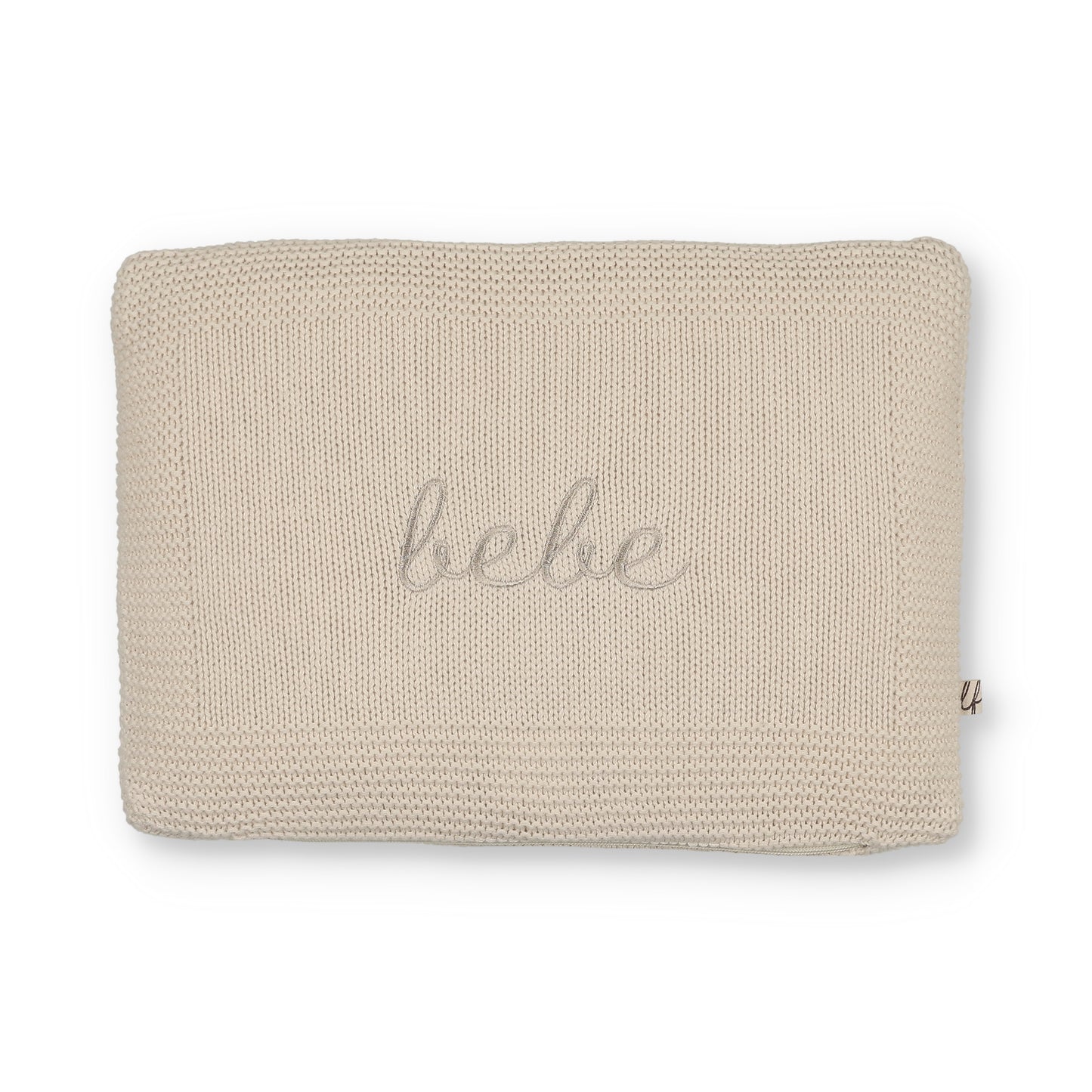 Bebe Embroidered Knit Pillow - Natural / beige embroidery