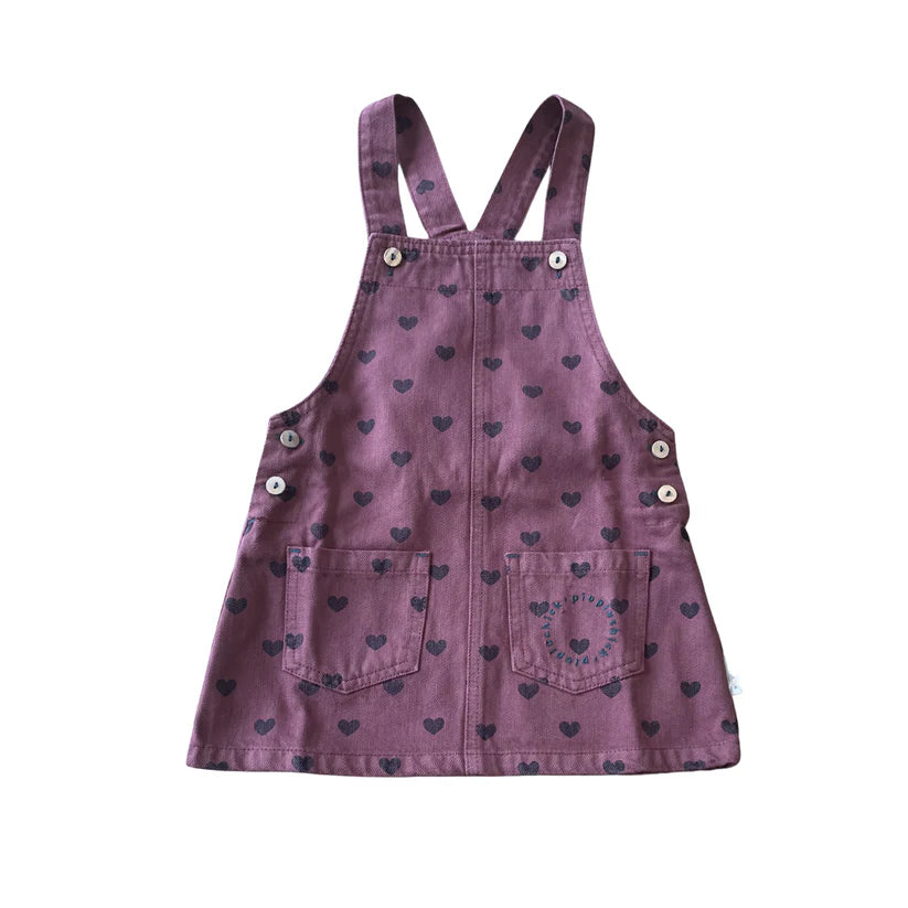 Short Dress (MN2615B) - Pink W/ Black Hearts