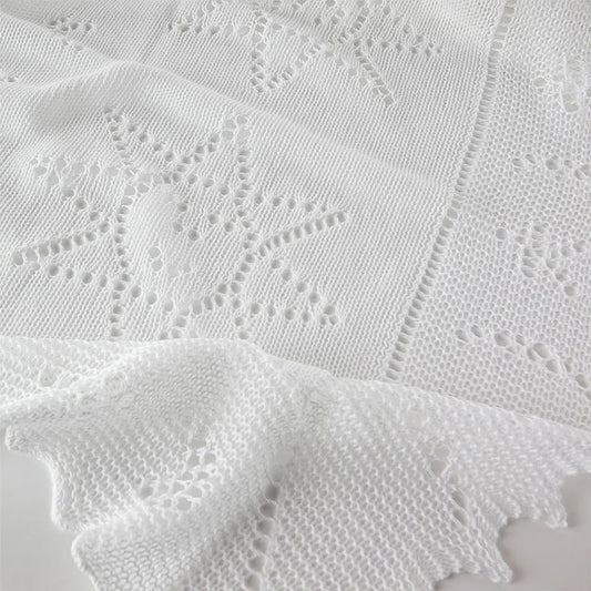 G. H. Hurt & Son Stars and Moon Cotton Baby Shawl - White