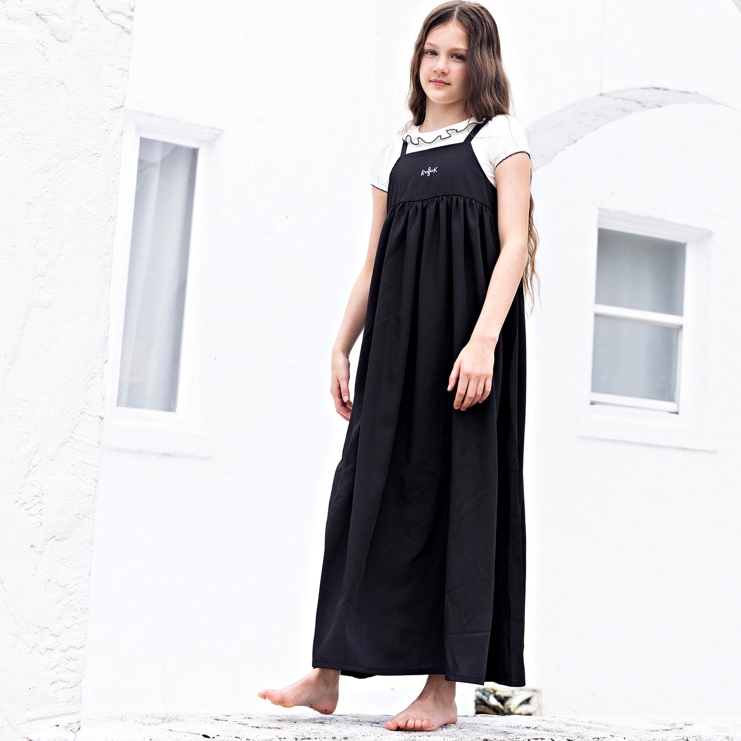 RetroKid Emery Slanted Tier Collar Maxi Dress