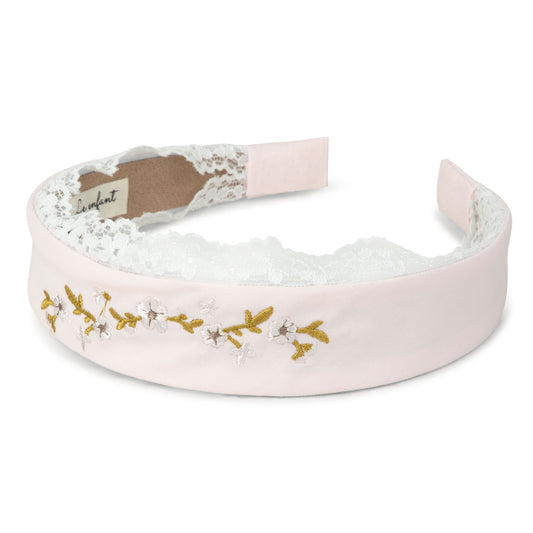 Le enfant Lace trim hairband - Soft Rose