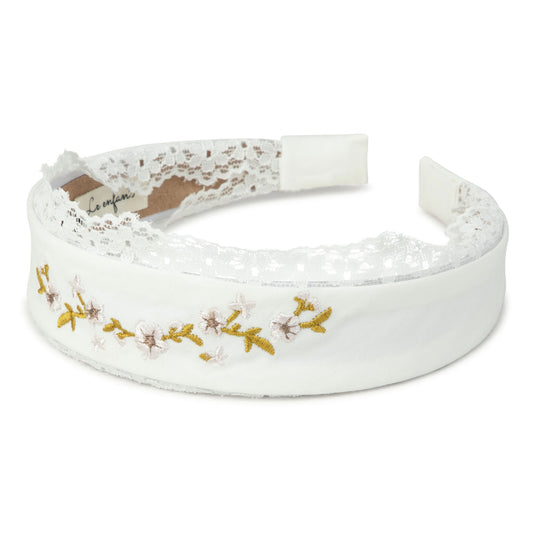 Le Enfant Lace trim hairband - White