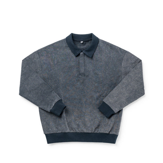 Sweatshirt Polo — Navy Wash