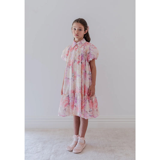 Petit Amalie Dahlia Print Shirt Dress