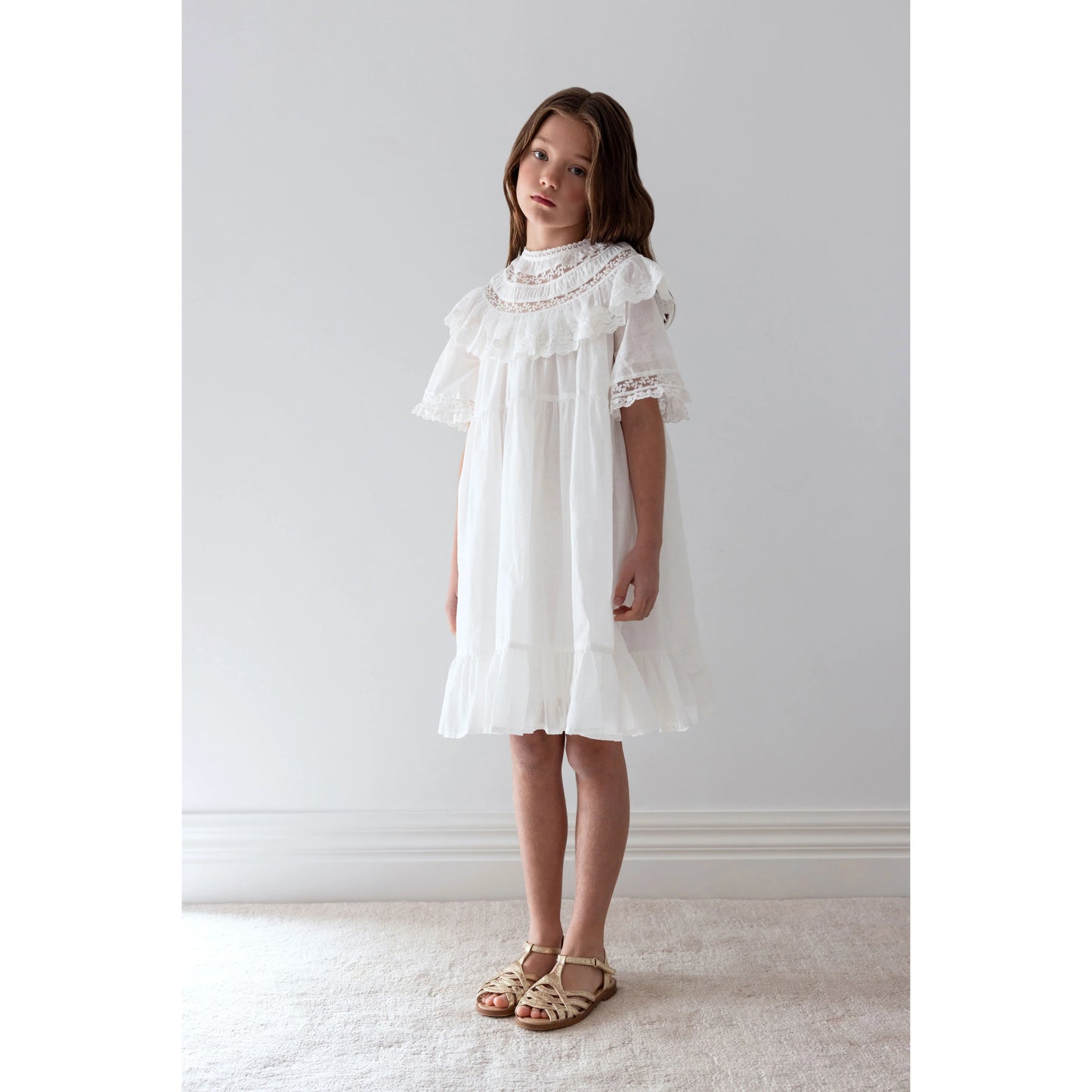 Petit Amalie Lace Trim Collar Smock Dress