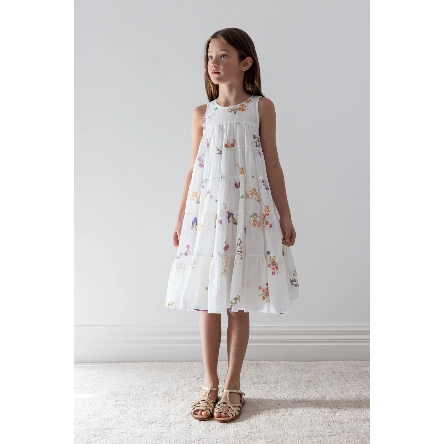 Petit Amalie Floral Sketch Print Sleeveless Dress