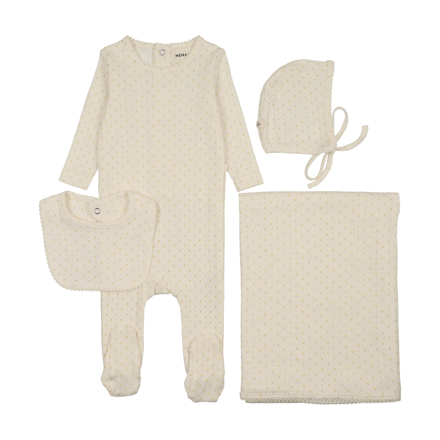 Pointelle Tulip Print 3PC SET & Bib