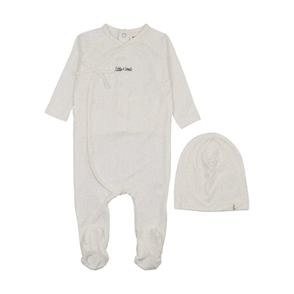 Mock Wrap Polka Dot Footie & Beanie