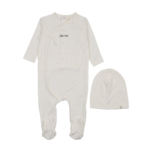 Mock Wrap Polka Dot Footie & Beanie