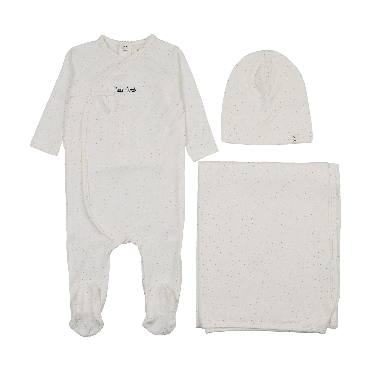 Mock Wrap Polka Dot Footie 3Pc Set